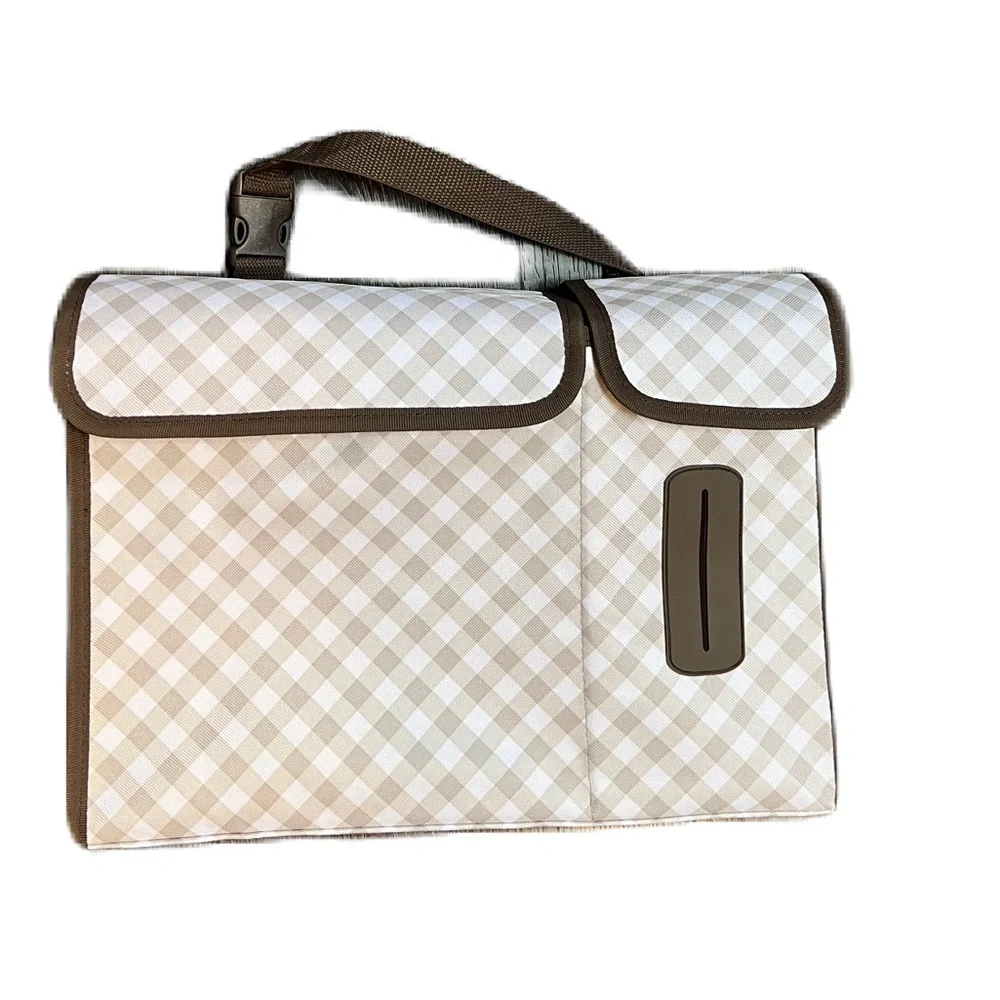 Thirty-One NWT Pack n’ Pull Caddy - Brown and White Gingham